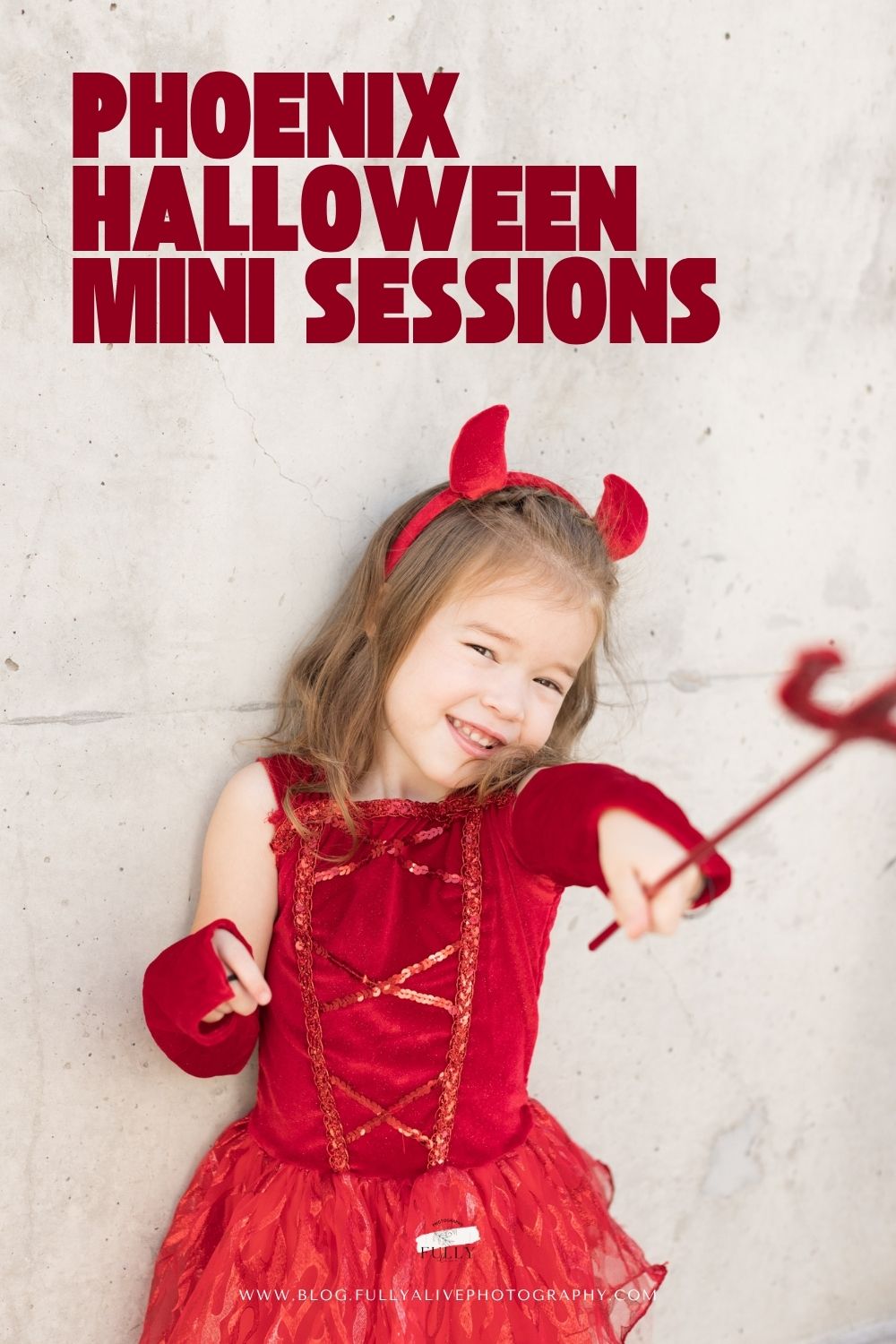 Phoenix Halloween Mini Session with little girl red dress